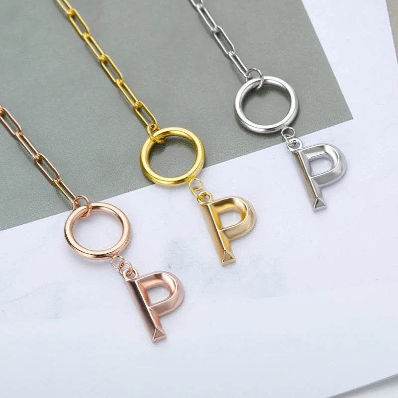 TOOGLE CLASP INITIAL NECKLACE