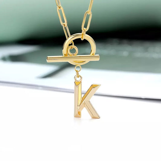 TOOGLE CLASP INITIAL NECKLACE