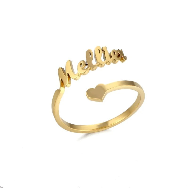 CUSTOM HEART NAME RING